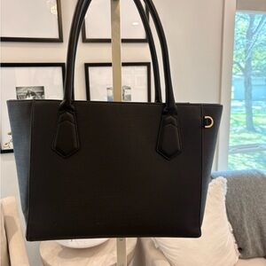 Dagne Dover Black Tote with Gold Ring Accent